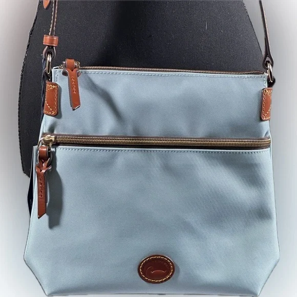Dooney & Bourke Authentic Nylon Double Zip Crossbody Shoulder Bag Light … - Picture 1 of 10